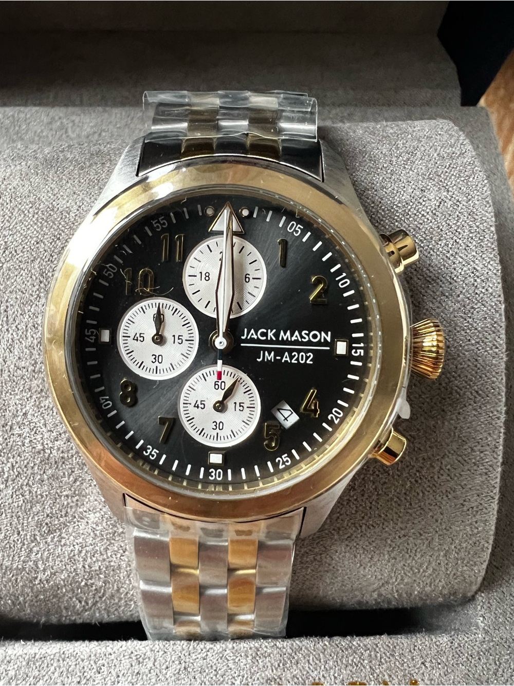 Jack Mason Women’s  Two-Tone Gold & Silver Chronograph Watch - Black Dial- New - Picture 2 of 10